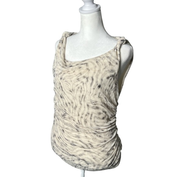Jane + Delancey Tank Top Sleeveless Ruched Animal Print Casual‎ Top Size L - Picture 1 of 4